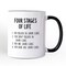 Men’s Four Stages of Life Santa Claus Mug, Holiday Humor Christmas Text Gift